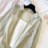 Women Chiffon Shirt Summer Long Sleeves Lapel Cardigan Tops Solid Color Sunscreen Air conditioning Blouse White L