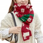 Women Christmas Scarf Deer Pattern Knitted Scarf Thick Neck Warmer Bufanda Long Windproof Soft Scarf For Winter A