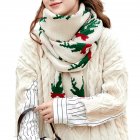 Women Christmas Scarf Deer Pattern Knitted Scarf Thick Neck Warmer Bufanda Long Windproof Soft Scarf For Winter B