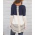 Women Color Block Top Shirt Casual Lace Blouse Long Sleeve Pullover