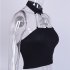 Women Cool Strapless Iron Chain Black Street Style Vest for Halloween black M