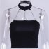 Women Cool Strapless Iron Chain Black Street Style Vest for Halloween black S