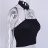 Women Cool Strapless Iron Chain Black Street Style Vest for Halloween black L