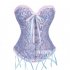 Women Corset Bustier Lingerie Bodyshaper Top Sexy Vintage Lace up Boned Overbust Strapless Corset Tops blue XXXL