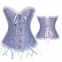 Women Corset Bustier Lingerie Bodyshaper Top Sexy Vintage Lace up Boned Overbust Strapless Corset Tops blue XXXL