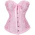 Women Corset Bustier Lingerie Bodyshaper Top Sexy Vintage Lace up Boned Overbust Strapless Corset Tops pink XXL