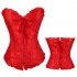 Women Corset Bustier Lingerie Bodyshaper Top Sexy Vintage Lace up Boned Overbust Strapless Corset Tops pink XXXL
