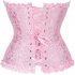 Women Corset Bustier Lingerie Bodyshaper Top Sexy Vintage Lace up Boned Overbust Strapless Corset Tops pink XXL