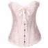 Women Corset Bustier Lingerie Bodyshaper Top Sexy Vintage Lace up Boned Overbust Strapless Corset Tops pink XXXL