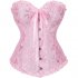 Women Corset Bustier Lingerie Bodyshaper Top Sexy Vintage Lace up Boned Overbust Strapless Corset Tops pink XXXL