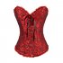 Women Corset Bustier Lingerie Bodyshaper Top Sexy Vintage Lace up Boned Overbust Strapless Corset Tops red XXL