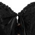 Women Corset Bustier Lingerie Bodyshaper Top Sexy Vintage Lace up Boned Overbust Strapless Corset Tops black red M