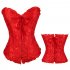 Women Corset Bustier Lingerie Bodyshaper Top Sexy Vintage Lace up Boned Overbust Strapless Corset Tops black red L