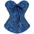Women Corset Bustier Lingerie Bodyshaper Top Sexy Vintage Lace up Boned Overbust Strapless Corset Tops dark blue XXXXL