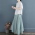 Women Cotton Linen Blouse Retro Chinese Style Stand Collar T shirt Loose Casual Solid Color Pullover Tops pink 4XL