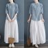 Women Cotton Linen Blouse Retro Chinese Style Stand Collar T shirt Loose Casual Solid Color Pullover Tops China red L