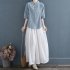 Women Cotton Linen Blouse Retro Chinese Style Stand Collar T shirt Loose Casual Solid Color Pullover Tops China red L