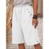 Women Cotton Linen Cropped Pants Casual Solid Color Large Size Straight Middle Waist Knee Length Pants black XXXL