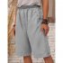 Women Cotton Linen Cropped Pants Casual Solid Color Large Size Straight Middle Waist Knee Length Pants grey M