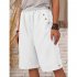 Women Cotton Linen Cropped Pants Casual Solid Color Large Size Straight Middle Waist Knee Length Pants grey M