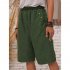 Women Cotton Linen Cropped Pants Casual Solid Color Large Size Straight Middle Waist Knee Length Pants grey M