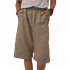 Women Cotton Linen Cropped Pants Casual Solid Color Large Size Straight Middle Waist Knee Length Pants grey M