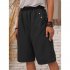 Women Cotton Linen Cropped Pants Casual Solid Color Large Size Straight Middle Waist Knee Length Pants grey M