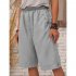 Women Cotton Linen Cropped Pants Casual Solid Color Large Size Straight Middle Waist Knee Length Pants grey 4XL