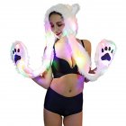Women Creative LED Luminous Soft Faux Hair Hat with Warm Scarf