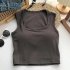 Women Crop Tank Tops Sexy Sleeveless Racerback Solid Color Underwear Breathable Bottoming Sports Tops coffee color One size