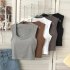 Women Crop Tank Tops Sexy Sleeveless Racerback Solid Color Underwear Breathable Bottoming Sports Tops light grey One size