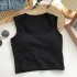 Women Crop Tank Tops Sexy Sleeveless Racerback Solid Color Underwear Breathable Bottoming Sports Tops light grey One size