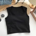 Women Crop Tank Tops Sexy Sleeveless Racerback Solid Color Underwear Breathable Bottoming Sports Tops black One size