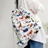 Women Cute Cartoon Animal Printing Travel Canvas Drawstring Backpack Bag zoo