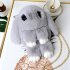 Women Cute Plush Fashion Cartoon Lovely Rabbit Single Shoulder Cross Bag light grey