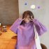 Women Cute Teletubby Design Sweatshirt Hoodies Loose Pullover Casual All match Top purple L