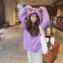 Women Cute Teletubby Design Sweatshirt Hoodies Loose Pullover Casual All match Top purple M
