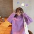 Women Cute Teletubby Design Sweatshirt Hoodies Loose Pullover Casual All match Top purple M