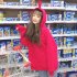 Women Cute Teletubby Design Sweatshirt Hoodies Loose Pullover Casual All match Top red XL