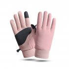 Women Cycling Gloves Non slip Touch Screen Fleece Lined Warm Windproof Gloves for Outdoor Sports Pink M