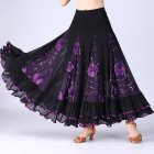 Women Dance Skirts Modern Waltz Standard Ballroom Dance Large Swing Practice Skirts For Stage Performance Purple One size fits all