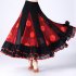 Women Dance Skirts Modern Waltz Standard Ballroom Dance Large Swing Practice Skirts For Stage Performance red S