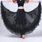 Women Dance Skirts Modern Waltz Standard Ballroom Dance Large Swing Practice Skirts For Stage Performance pure black M