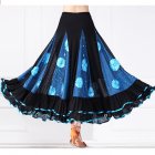 Women Dance Skirts Modern Waltz Standard Ballroom Dance Large Swing Practice Skirts For Stage Performance lake blue S
