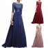 Women Delicate Chiffon Evening Dress Party Elegant Dresses Leisure Long Formal Dress Red wine XL