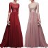 Women Delicate Chiffon Evening Dress Party Elegant Dresses Leisure Long Formal Dress Red wine XL