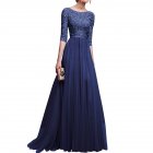 Women Delicate Chiffon Evening Dress Party Elegant Dresses Leisure Long Formal Dress blue XXL
