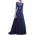 Women Delicate Chiffon Evening Dress Party Elegant Dresses Leisure Long Formal Dress blue XXL