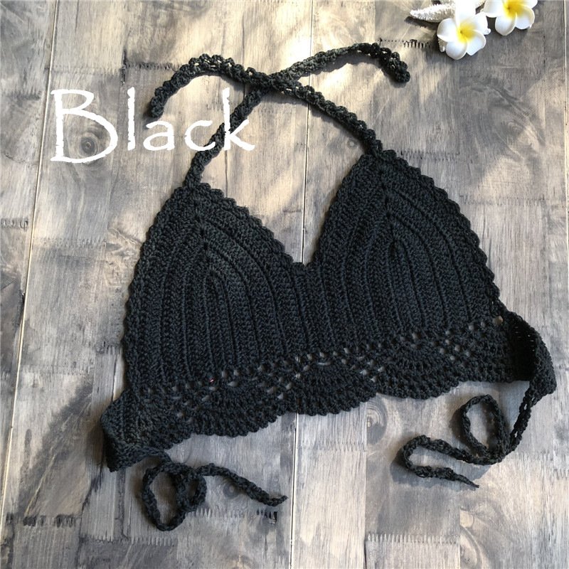 Women Delicate Knit Bikini Tops All-matching Bra black_XL