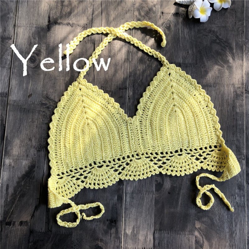 Women Delicate Knit Bikini Tops All-matching Bra yellow_M